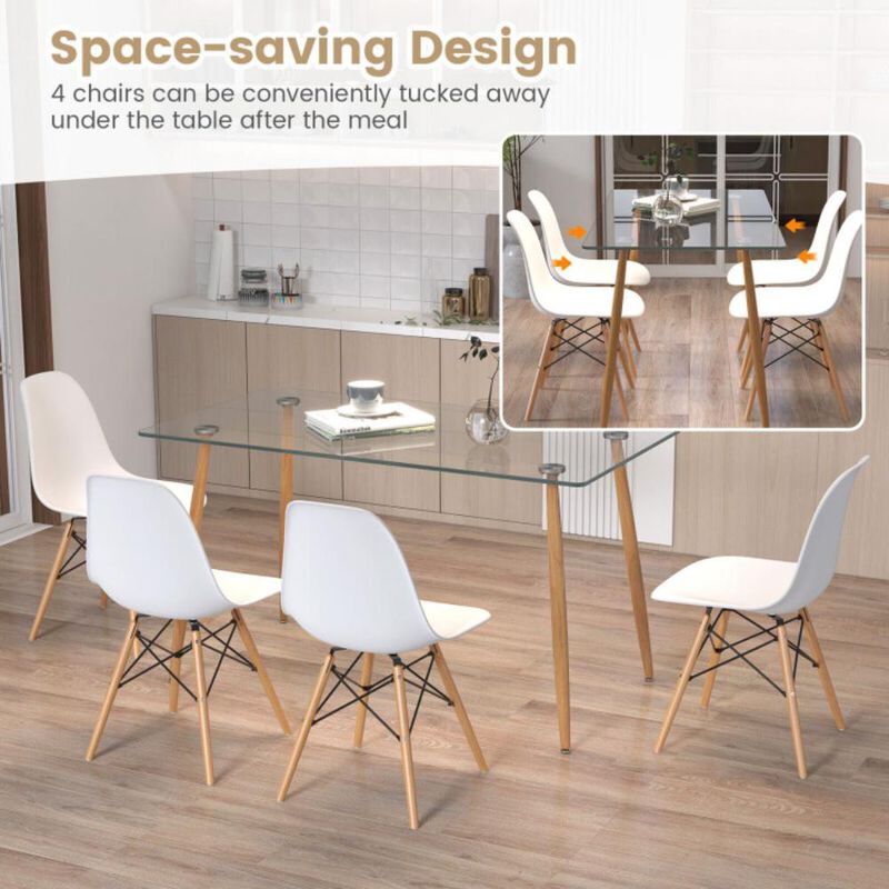 Hivvago 5 Pieces Rectangle Dining Table Set with 51 Inch Glass Tabletop