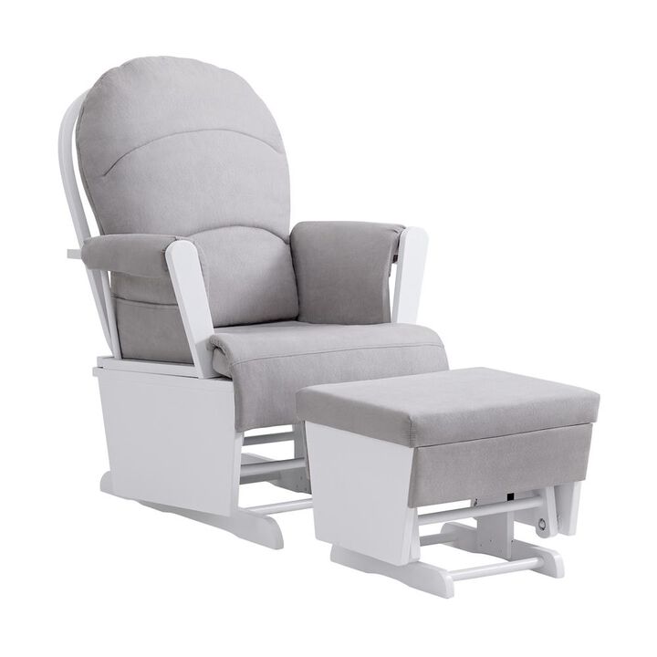 Oxford Baby Soho Baby Essentialwooden Glider White Finish/ Light Grey Fabric