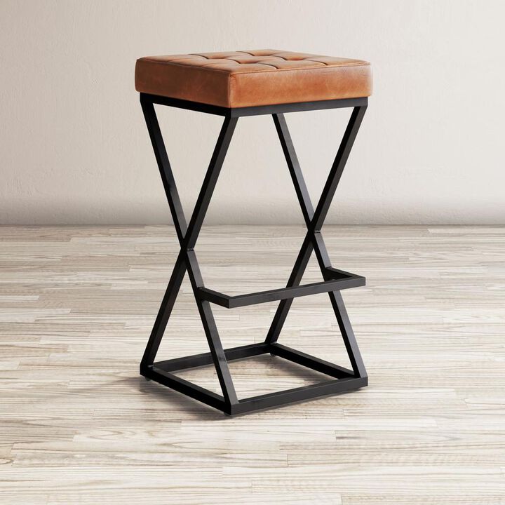 Jofran ed Modern Leather Backless Stool