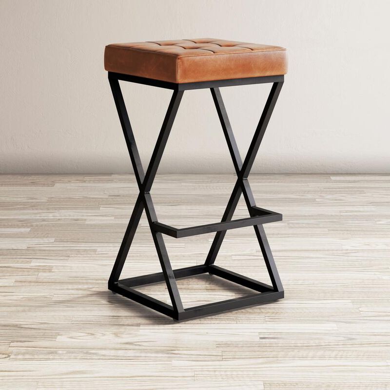 Jofran ed Modern Leather Backless Stool