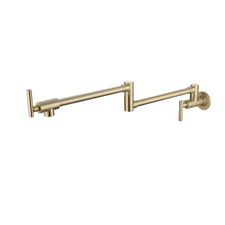 Mondawe Pot Filler Tap Foldable Kitchen Faucet Single Cold Sink Tap Rotate Folding Spout Brass Wall Mounted