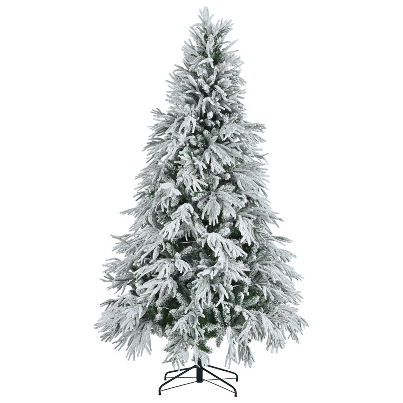 Pre-Lit Spruce Snow-Flocked Christmas Tree Full & Festive Holiday Décor with LED Lights