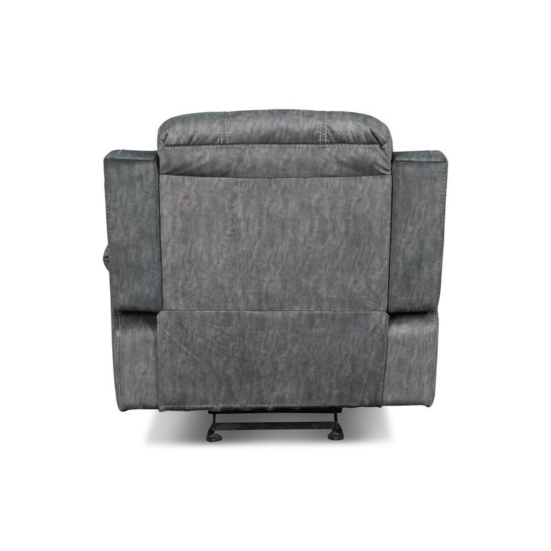 New Classic Furniture Furniture Tango Polyester Fabric Glider Recliner in Shadow Gray
