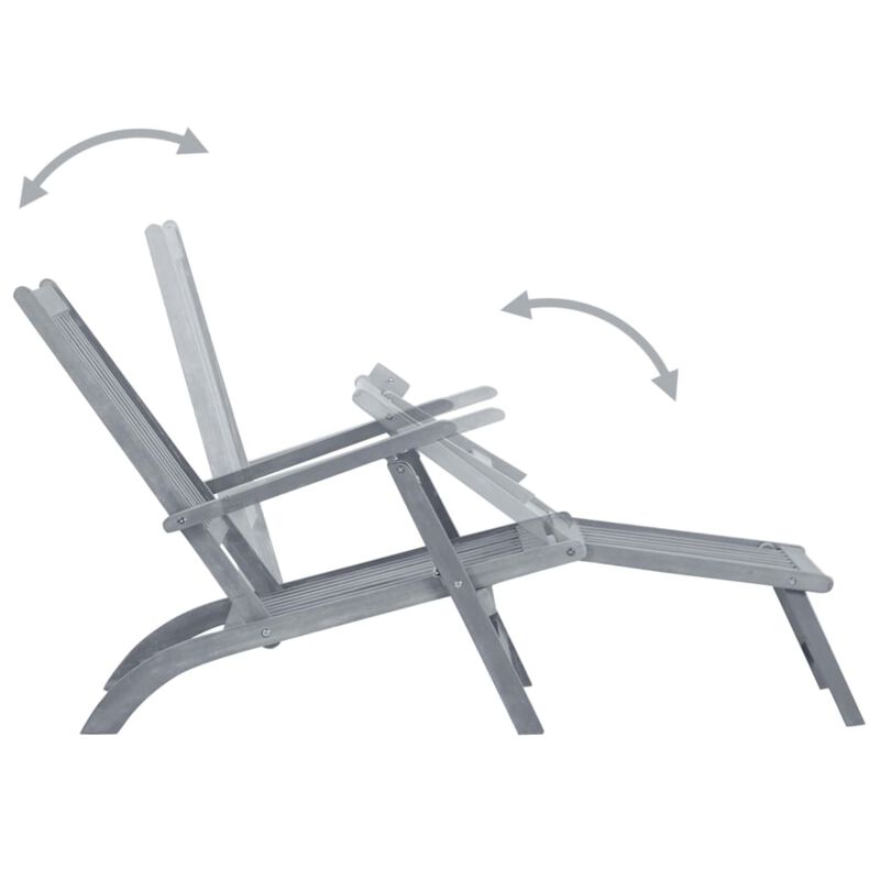 vidaXL Patio Deck Chair with Footrest and Cushion Solid Wood Acacia