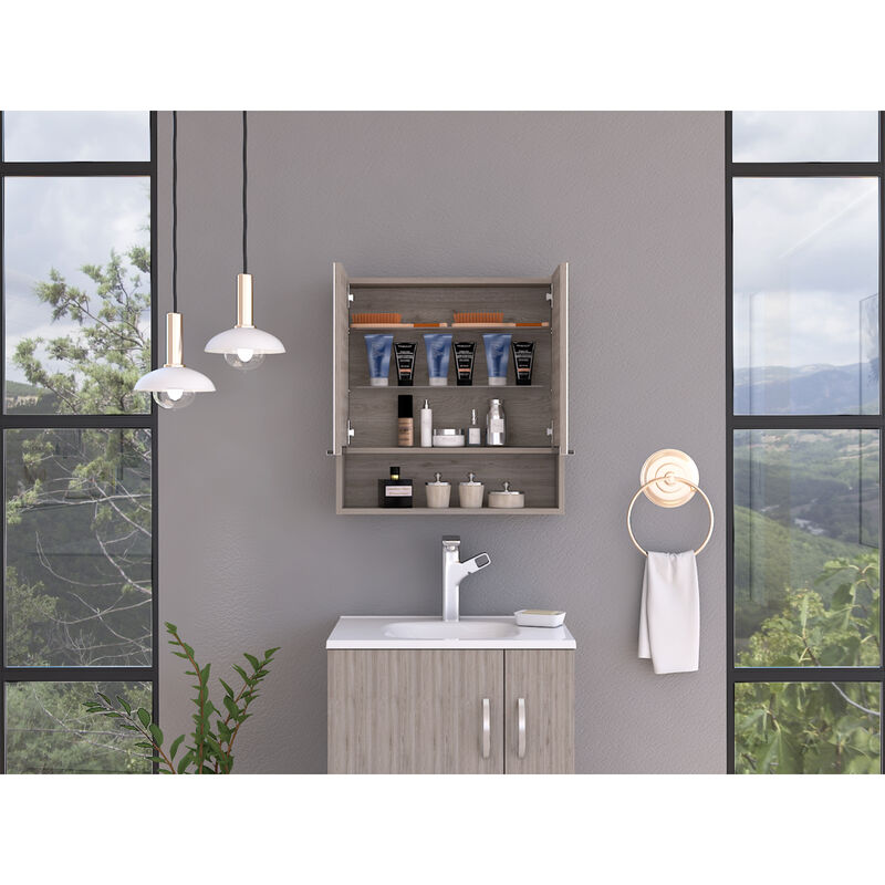 Manchester Rectangle Medicine Cabinet with Mirror Light Oak