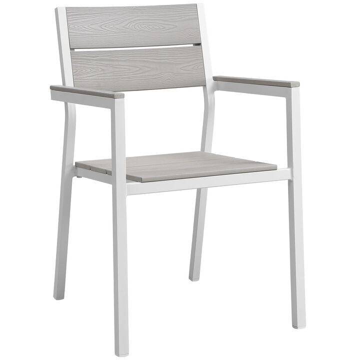 Maine 5 Piece Outdoor Patio Dining Set - White Light Gray