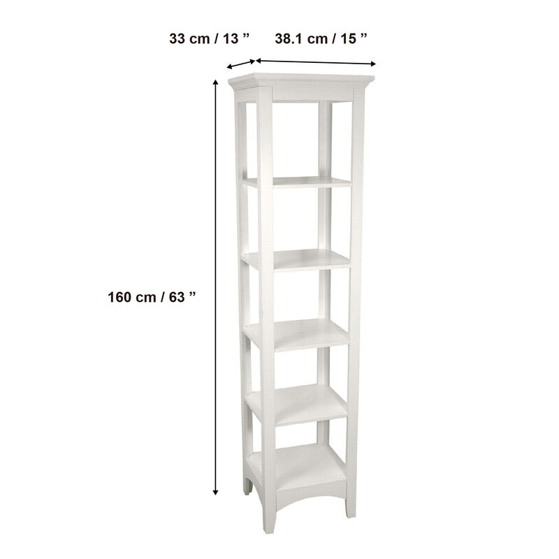 Teamson Home Madison Wooden Linen Tower with 5 Shelves, White