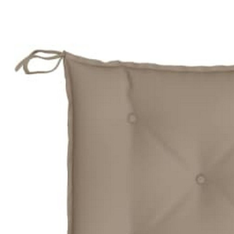 Claire Outdoor Cushion for Bench, Button Tufted Taupe Fabric, 59 Inch - Benzara