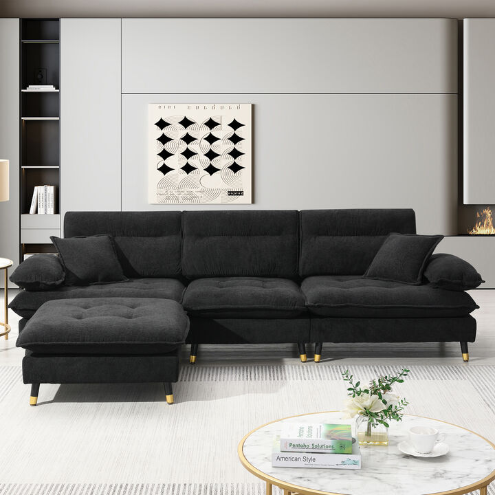 Merax L shaped Convertible Tufted Sectional Sofa