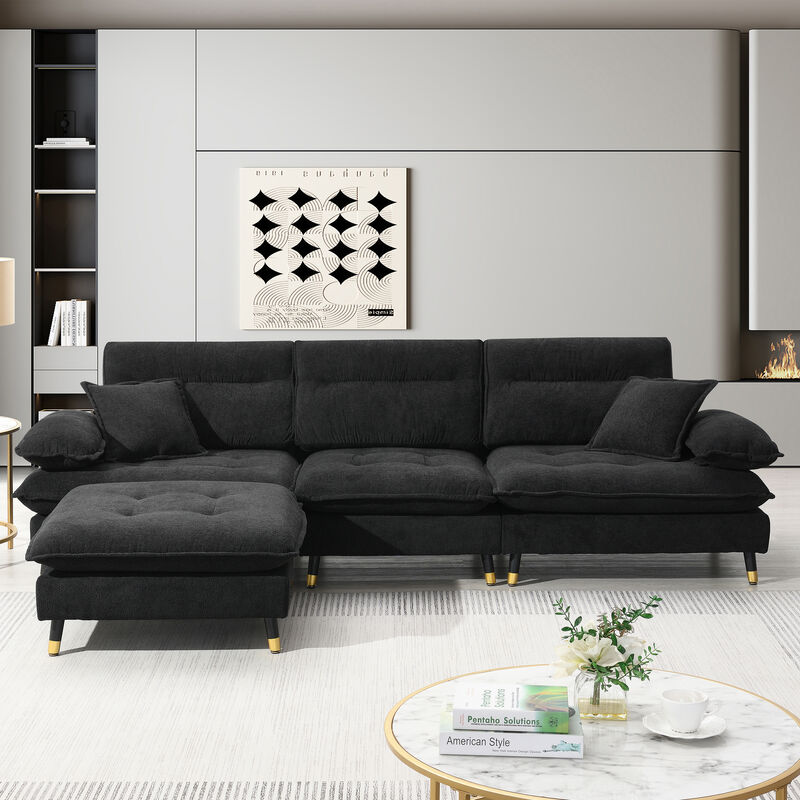 Merax L shaped Convertible Tufted Sectional Sofa