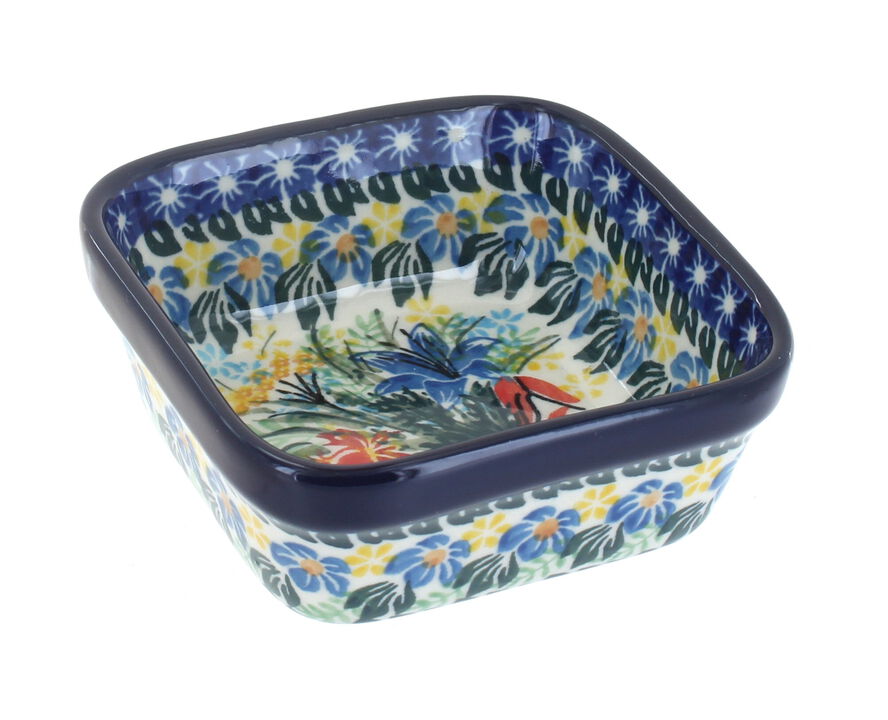 Blue Rose Polish Pottery Teresa Small Square Dish