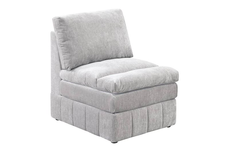 1 Piece Armless Chair Modular Plush Chair Sectional Sofa Granite Morgan Fabric Suede