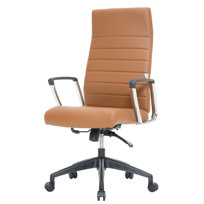 LeisureMod Hilton Modern High Back Leather Conference Office Chair with Adjustable Height & Swivel – Ergonomic and Stylish Office Seating