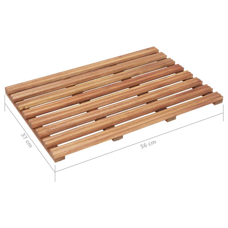 Bath Mats Set of 2, Brown Solid Acacia Wood, Slatted Design, 22x15  - Benzara