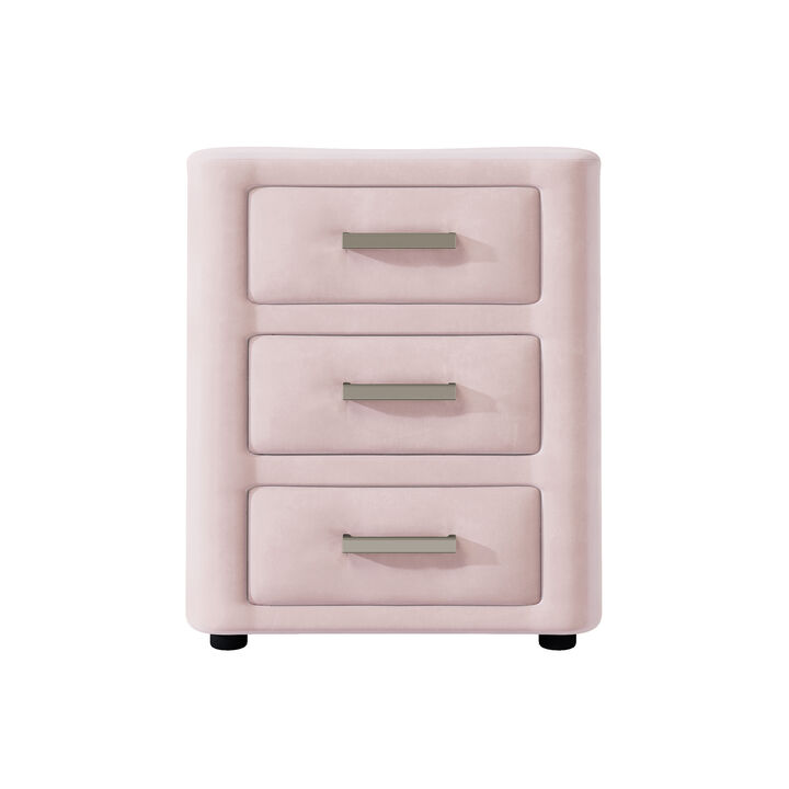 Merax Velvet Nightstand Night Table with 3 Drawers