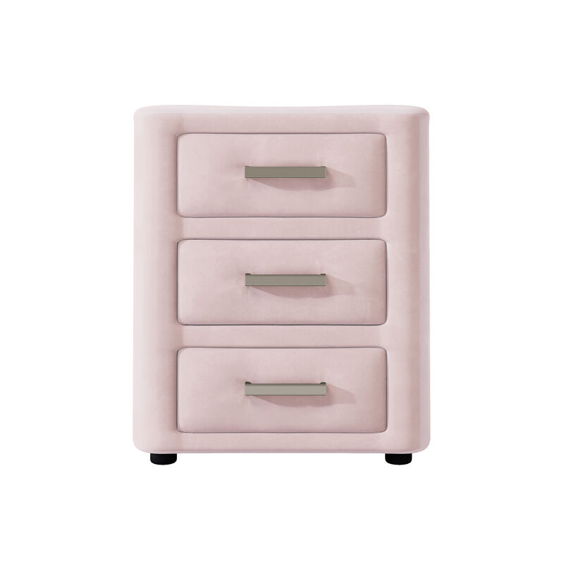 Merax Velvet Nightstand Night Table with 3 Drawers