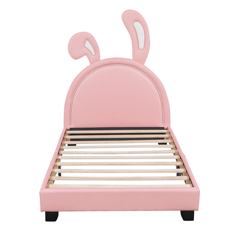 Merax Rabbit Upholstered Leather Platform Bed