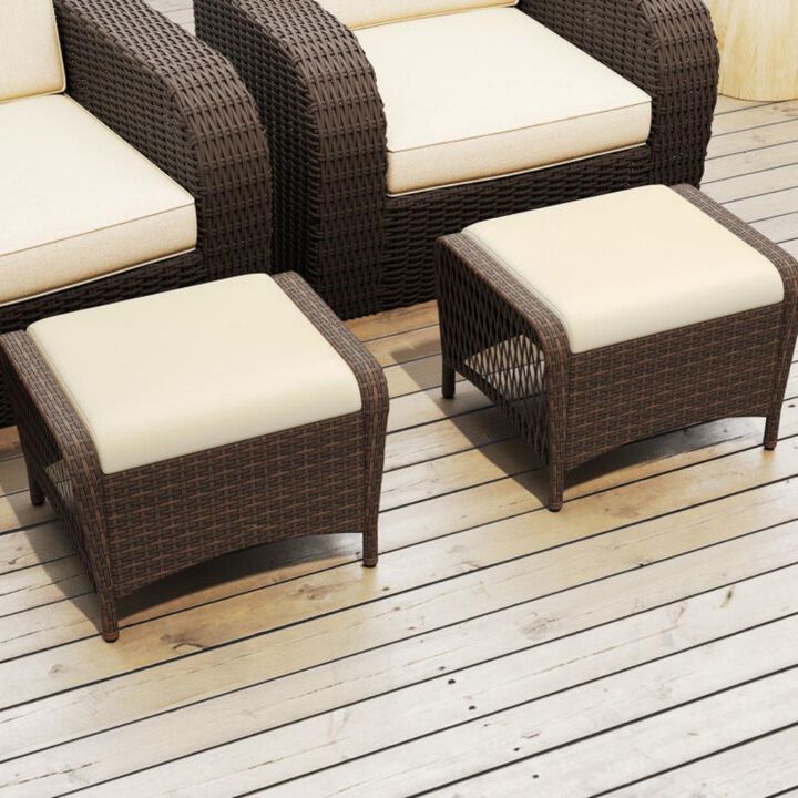 Outdoor Patio Ottomans with Removable Cushions for Garden or Backyard Seating