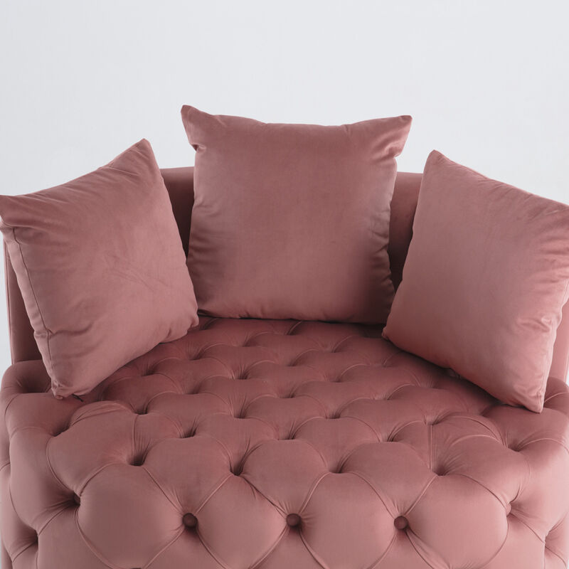 Accent Chair Classical Barrel Chair For Living Room Modern Leisure Sofa Chair (Pink)