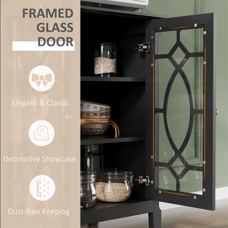 Espresso Dining Storage: Modern Sideboard with Glass Doors