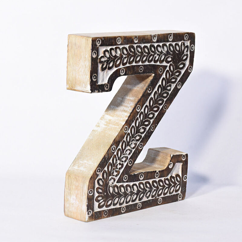 Vintage Natural Handmade Eco-Friendly "Z" Alphabet Letter Block For Wall Mount & Table Top Décor