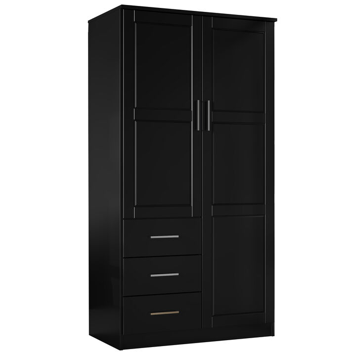 100% Solid Wood Metro 2-Door Wardrobe