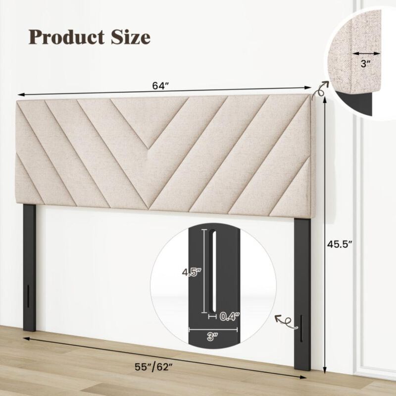 Hivvago Linen Upholstered Headboard for Full and Queen Size Bed Frames-Beige