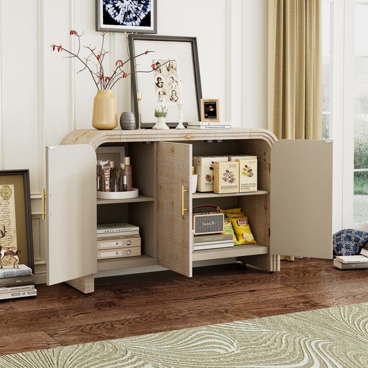 Minimalist Curved Sideboard with Gold Handles