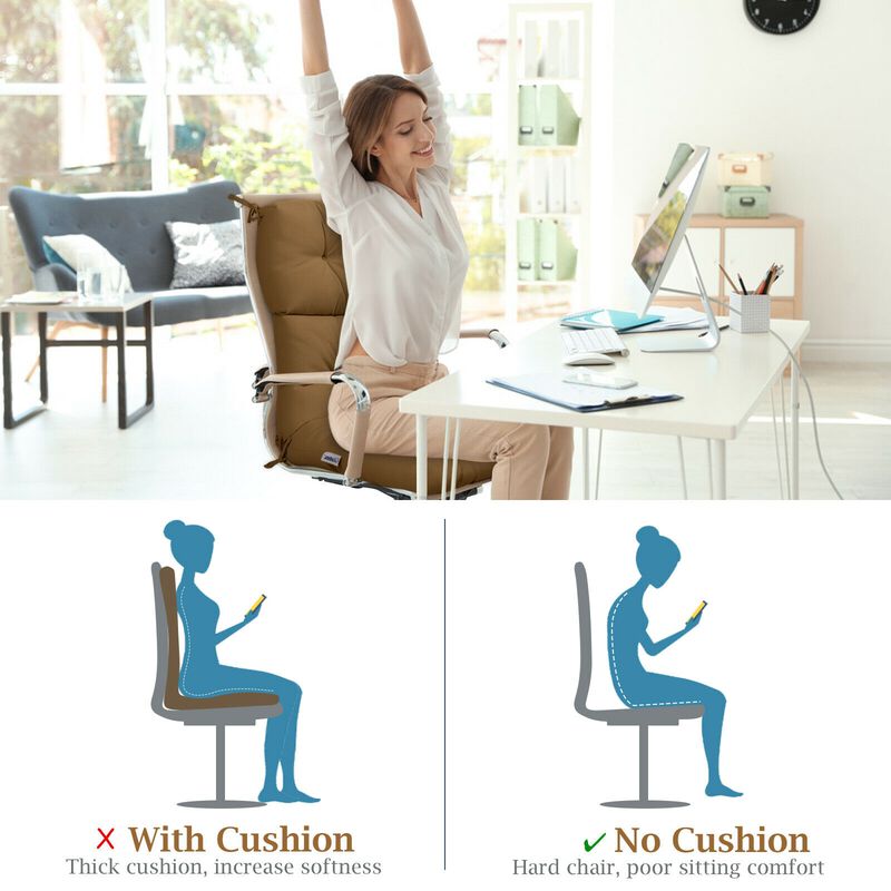 Tufted Patio High Back Chair Cushion with Non-Slip String Ties