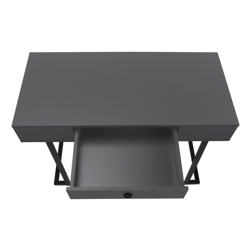 Monarch Specialties I 7386 Computer Desk, Home Office, Laptop, Storage Drawers, 42"L, Work, Metal, Laminate, Grey, Black, Contemporary, Modern