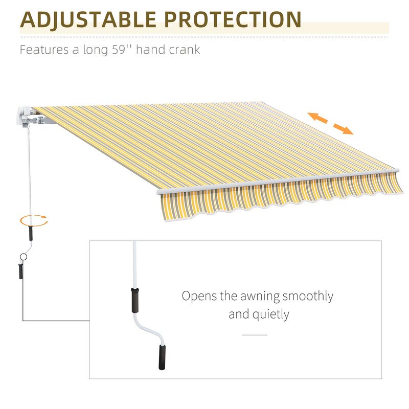 Yellow/Grey Patio Cover: 12'x10' Manual Retractable Sunshade