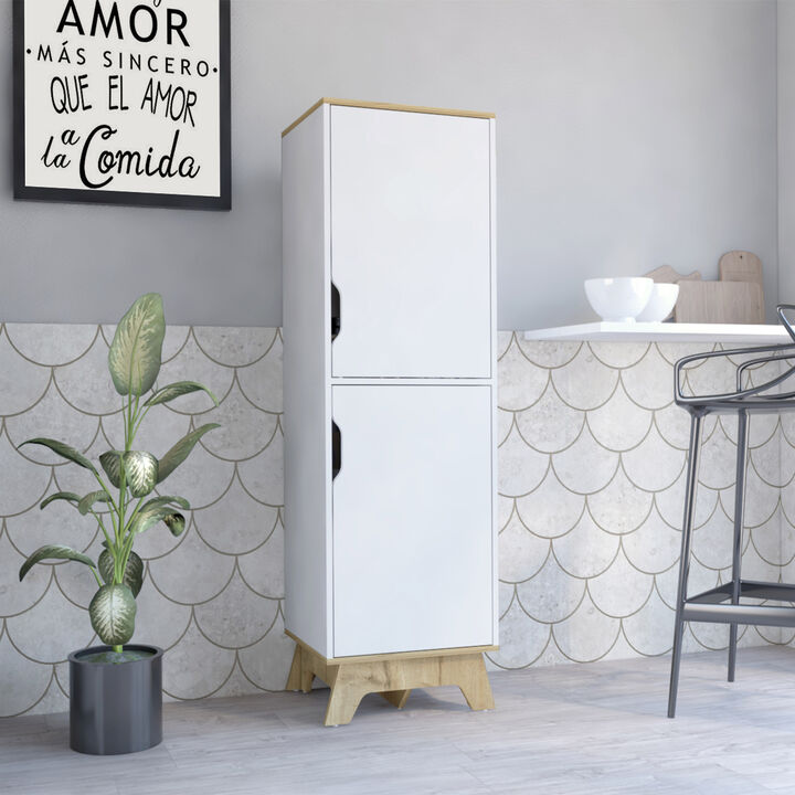 Light Oak White Microwave Tall Cabinet