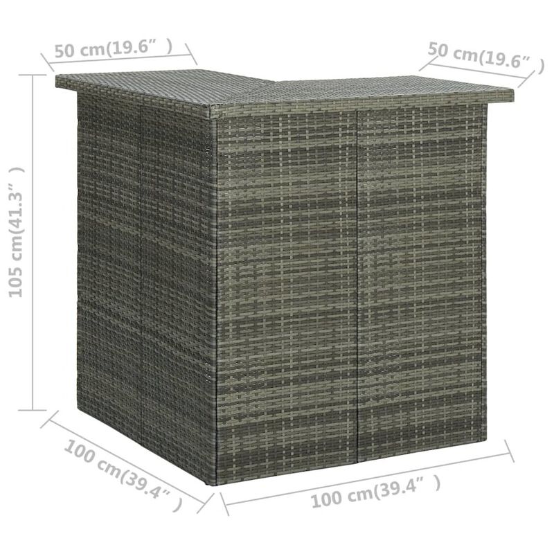 vidaXL Corner Bar Table Gray