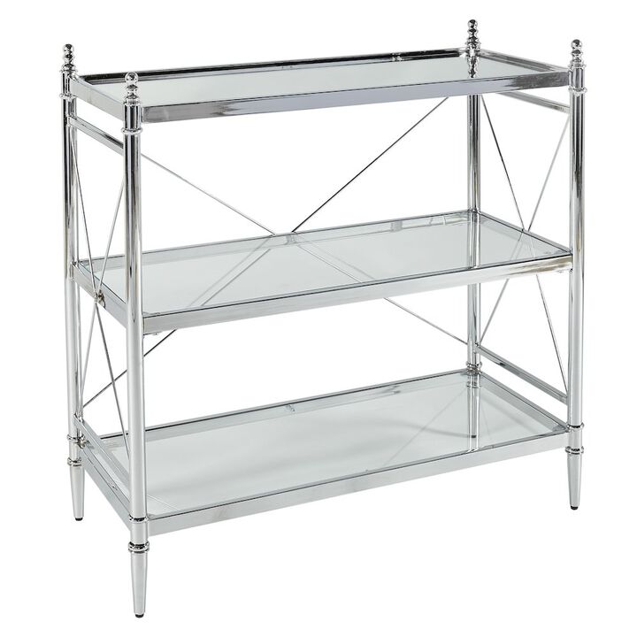 Linon Pinnacle Chrome And Glass Floor Console