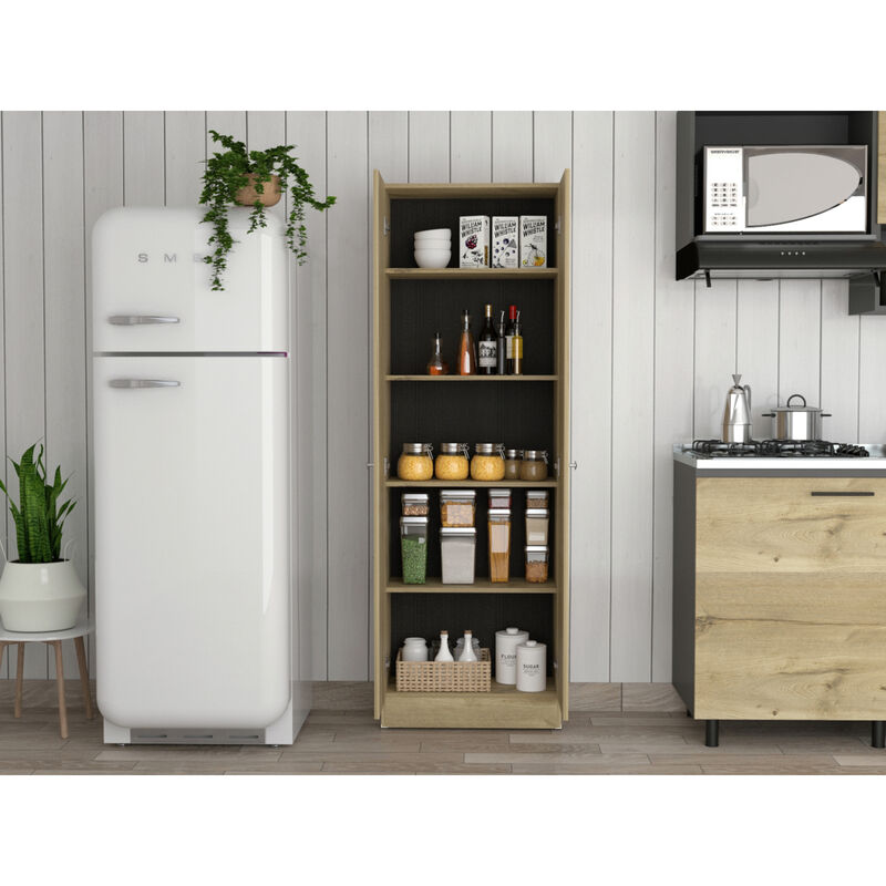 Buxton Rectangle 2-Door Storage Tall Cabinet Light Oak And Black Wengue