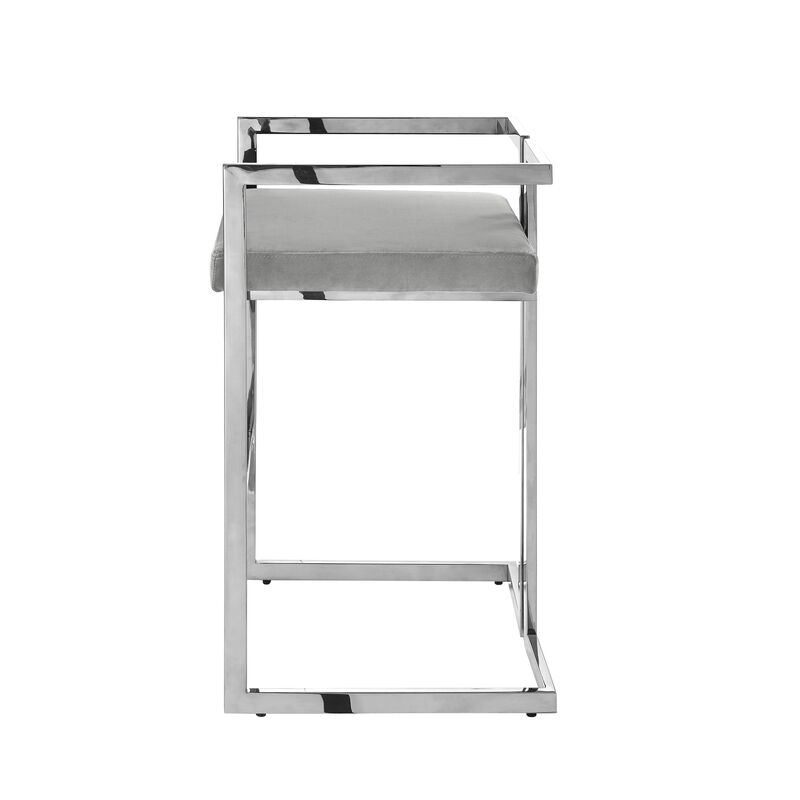 Inspired Home Anjali Velvet Bar Stool/Counter Stool