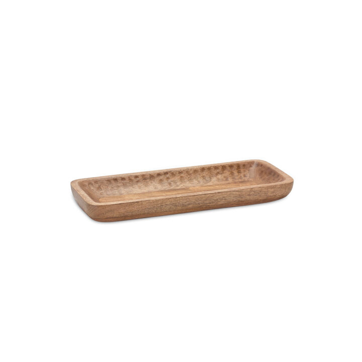 Mango Wood Iron Tray Set of 2 for Decorative and Functional Use