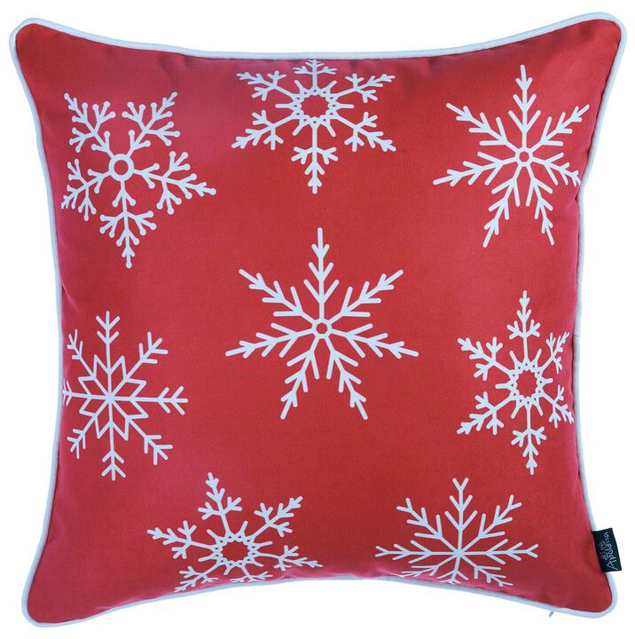 Hivvago Set Of Four Red 18" Christmas Snowflakes Throw Pillow Covers