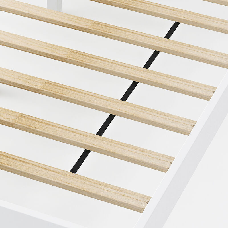 Wood Bed Frame with Headboard and Wooden Slats Support, Sturdy Platform Design for Comfortable Sleep