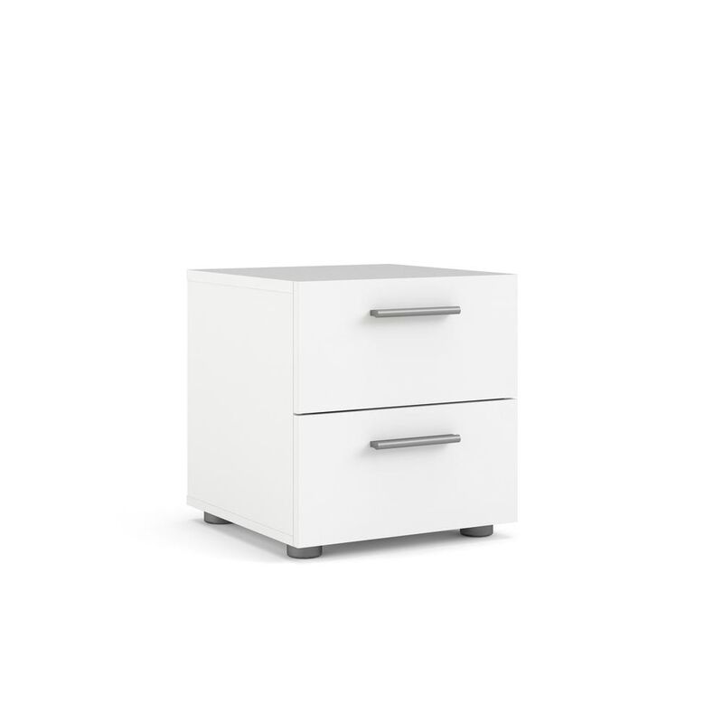 Furnifact Modern White 2 Drawer Nightstand - Stylish Bedroom Nightstand With Drawers