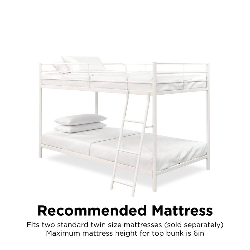 Atwater Living Bloor Small Space Metal Bunk Bed with Ladder and Safety Railings