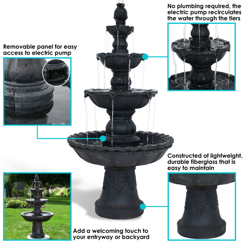 Sunnydaze Pineapple Resin Outdoor 4-Tier Water Fountain