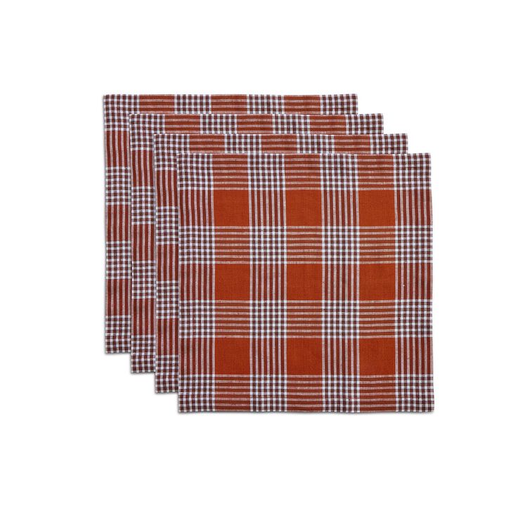 Solino Home 100% Pure Linen 14 x 14 Inch Square Placemats Set of 4 | Glen Check