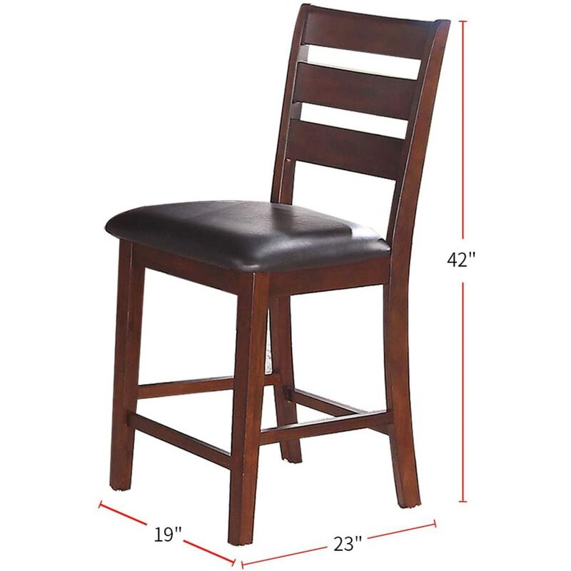 2 Antique Walnut Wood Counter Height Chairs