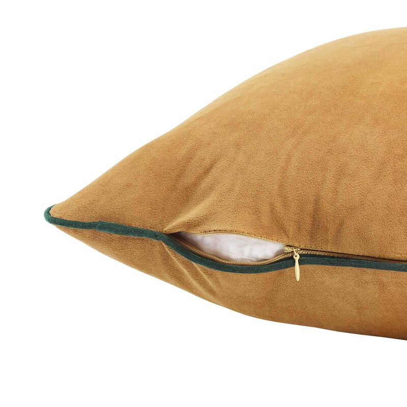 Modway Accentuate 20" Performance Velvet Accent Throw Pillow, 20" x 20", Cognac Green