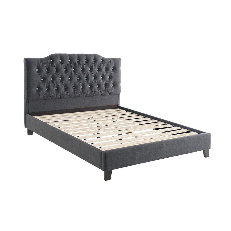 Modern Gorgeous Polyfiber Tufted Queen Size Bed 1 Piece Bed Frame Upholstered Headboard