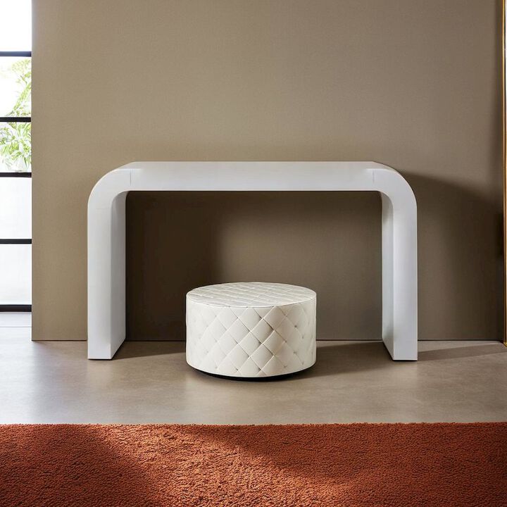 FurniFact Elegant Curved White Console Table Perfect for Modern Entryways and Decor