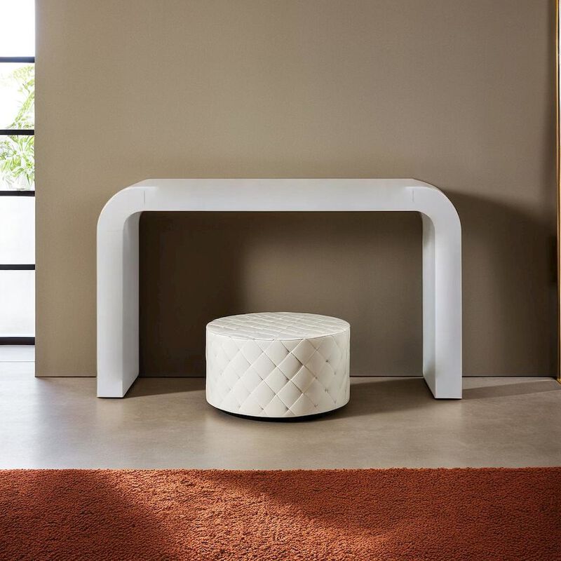 FurniFact Elegant Curved White Console Table Perfect for Modern Entryways and Decor