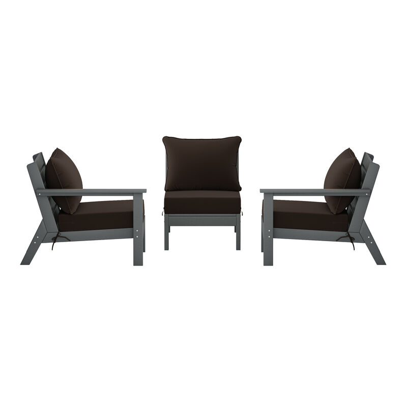 WestinTrends Outdoor Patio HDPE Sectional Sofa with Patio Cushions