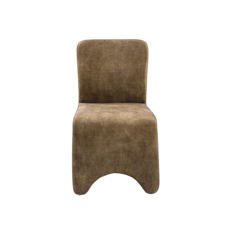 Cid Lou 19 Inch Side Dining Chair Set of 2, Brown Polyester, Panel Frame - Benzara